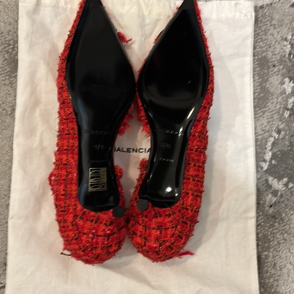 NWOT Balenciaga Tweed Knife Kitten Heel D'orsay Pumps Tweed with Dust Bag - Picture 12 of 14